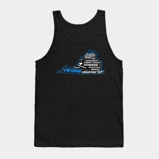 Reston Virginia cute map Virginia Beach, Chesapeake, Norfolk, Richmond, Newport News, Alexandria, Hampton, Roanoke, Suffolk Tank Top